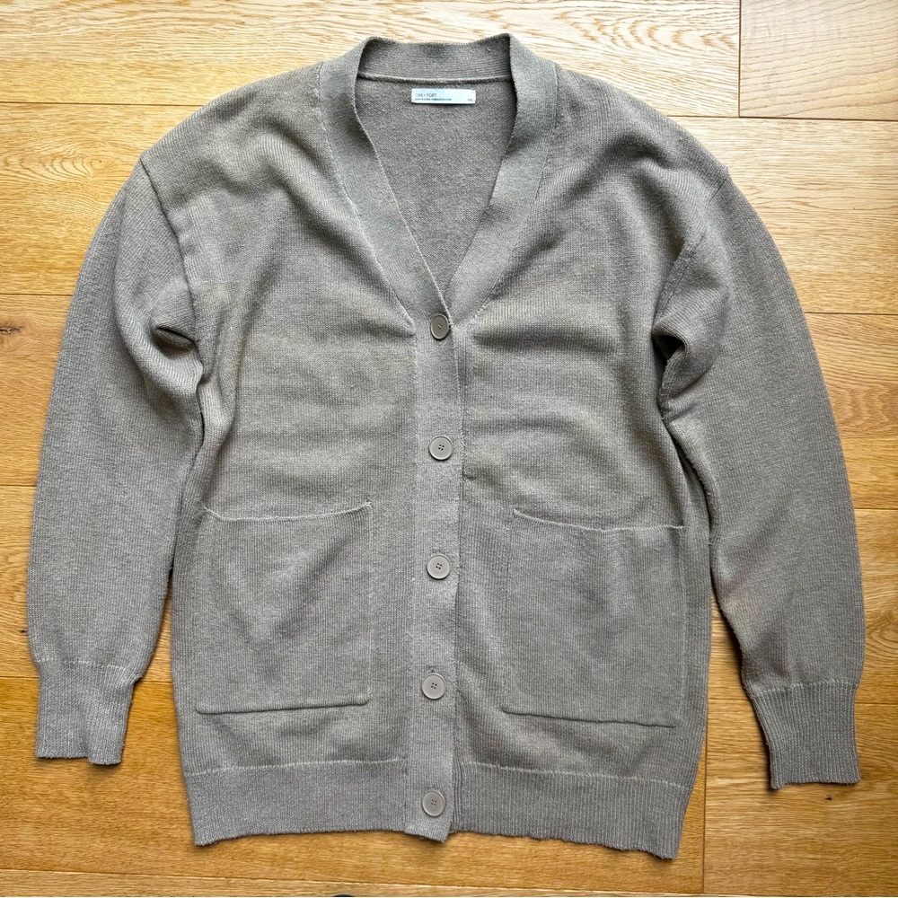 OAK + FORT  Taupe/Tan Knit Cardigan Sweater - S